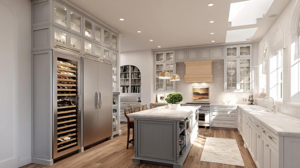 Luxury Kitchen with Custom Built-In Wine Storage