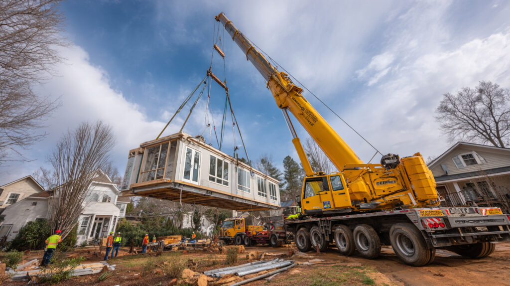 Delivery & Crane Setup for Modular Homes
