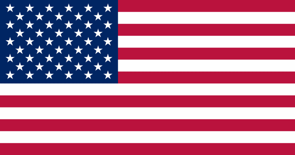 Vibrant American flag with red and white stripes, and a blue canton featuring white stars, symbolizing patriotism and national pride.